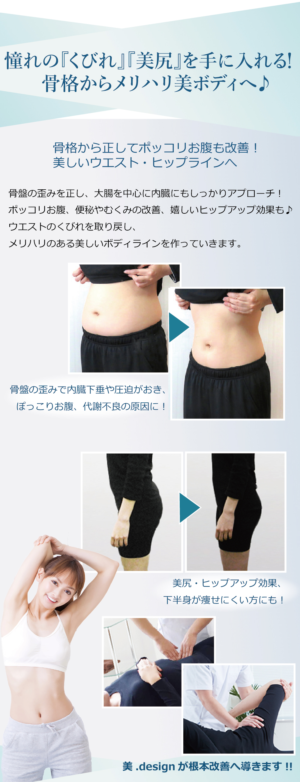 お腹・くびれ矯正、骨盤矯正の説明